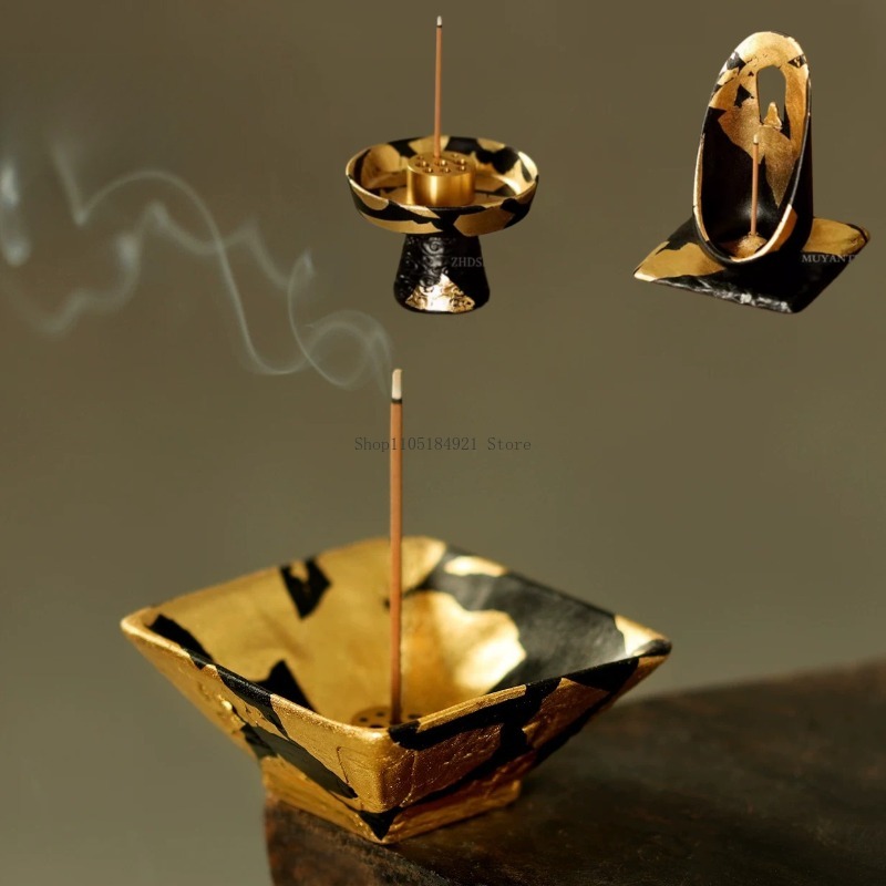 Home Office Ye - Lacquer Gold Foil Line Incense Insert