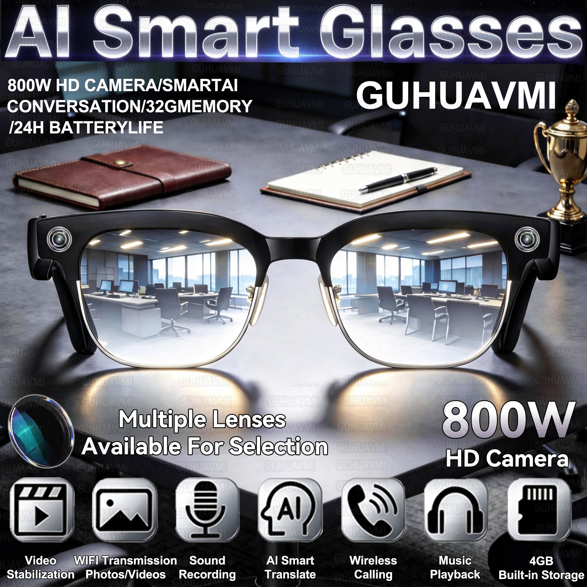 Webcam Hd 1080P - New HOT Business Smart Glasses Men