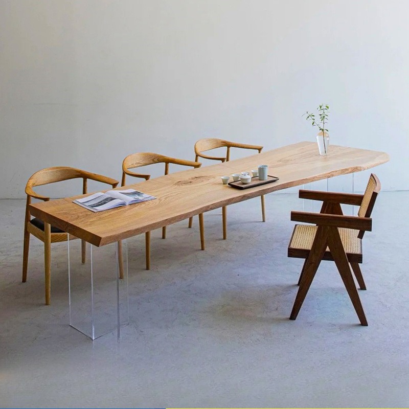 Nordic Solid Wood Acrylic Floa - Home Office Desks ulasan dan harga