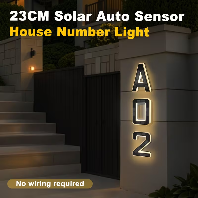 23cm Solar LED Address Sign, D - Home Office Number ulasan dan harga