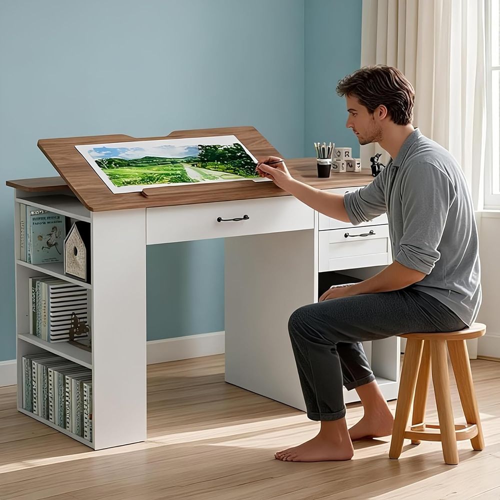 Adjustable Desk with Storage a - Home Office Work ulasan dan harga