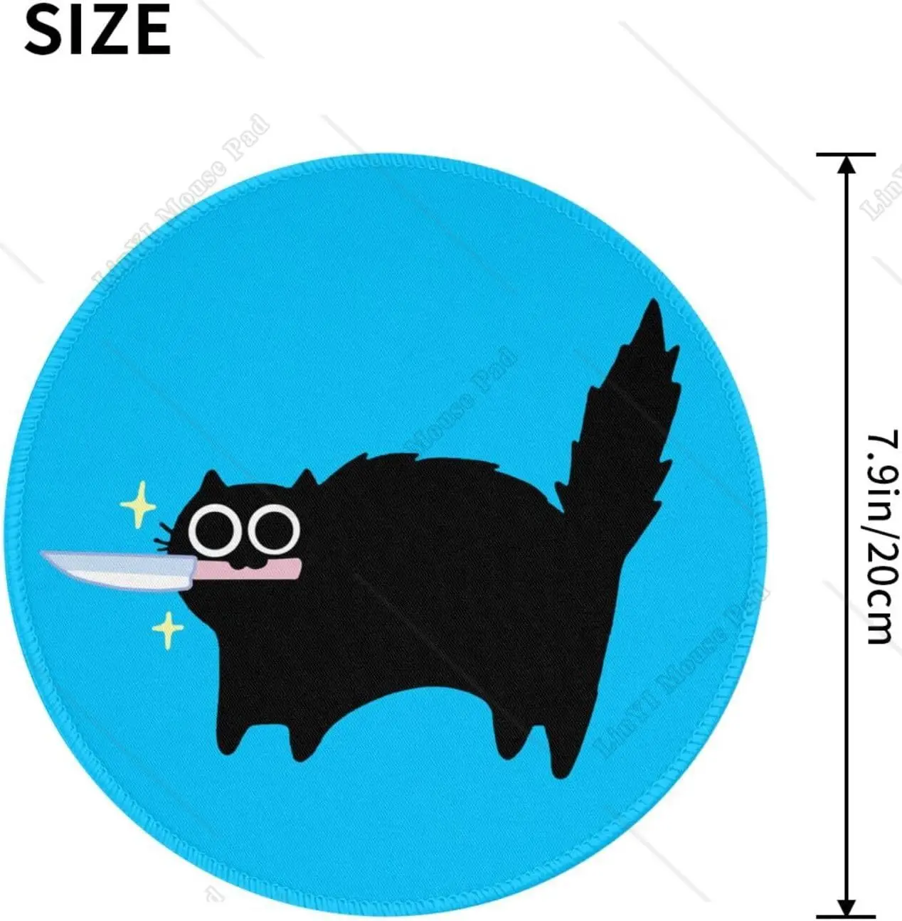 Black Cat with Knife Cute Roun - Home Office Work ulasan dan harga