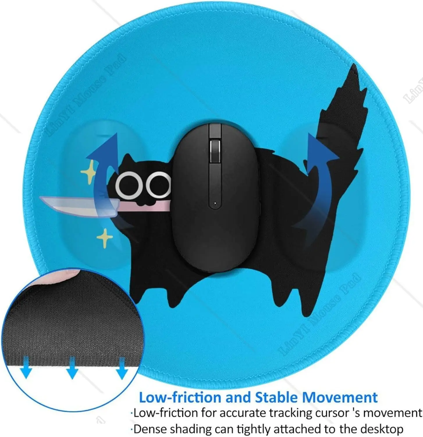 Black Cat with Knife Cute Roun - Home Office Work ulasan dan harga