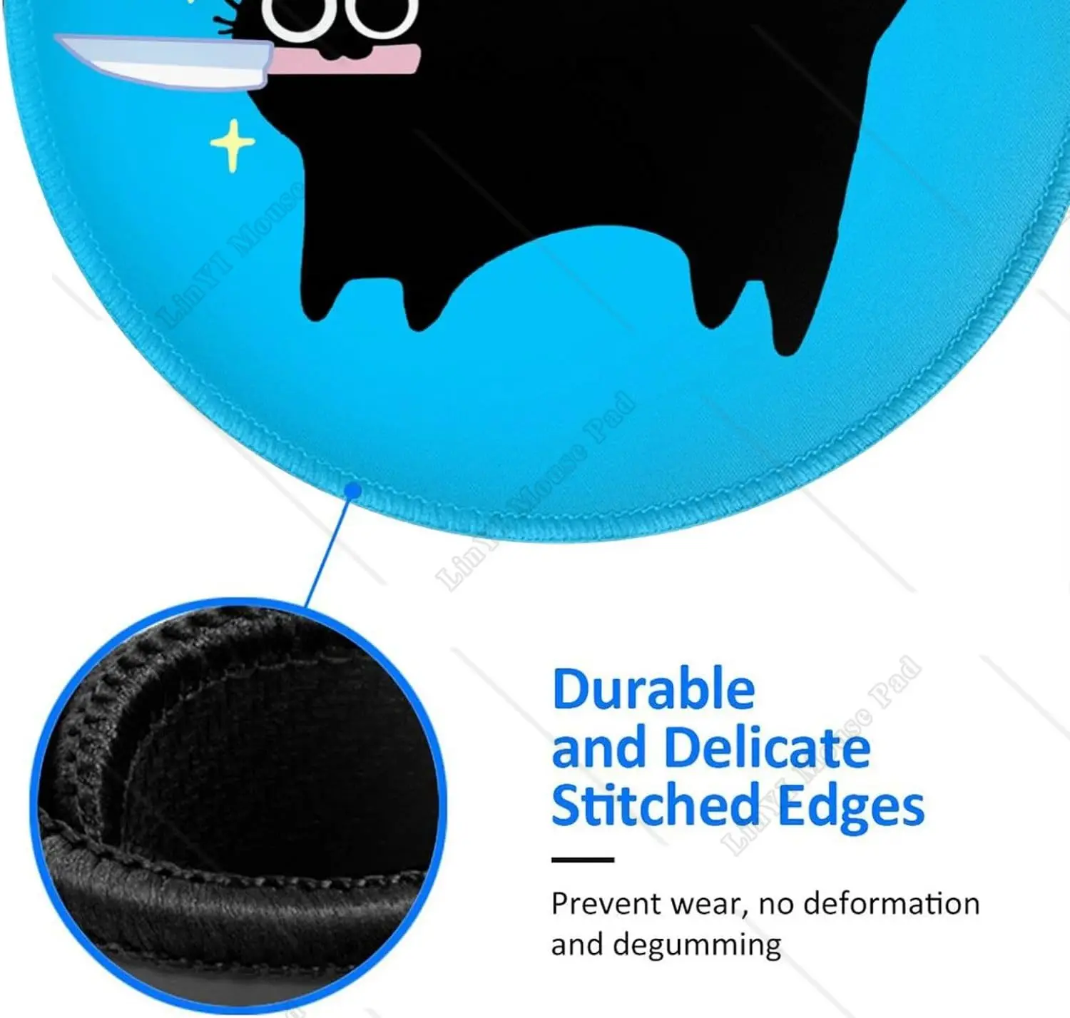 Black Cat with Knife Cute Roun - Home Office Work ulasan dan harga