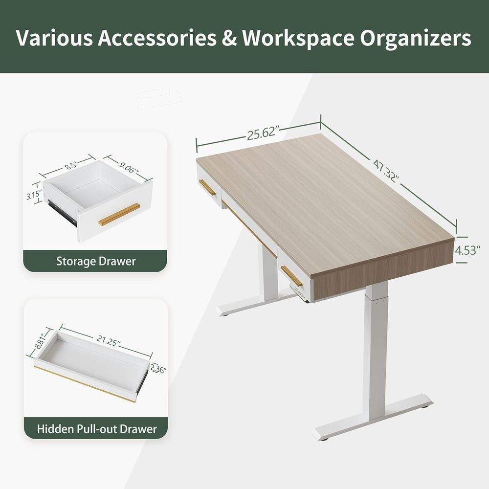 Electric Standing Desk, 3 Draw - Home Office Desks ulasan dan harga