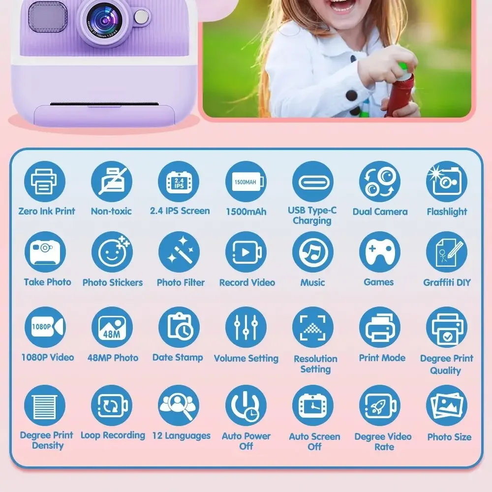 Kids Mini Instant Print Camera - Webcam Hd 1080P ulasan dan harga